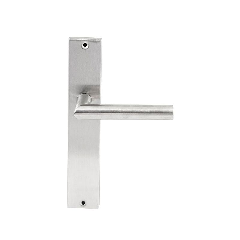 Hardbrass Deurkruk Toledo RVS op rechthoekig langschild blind