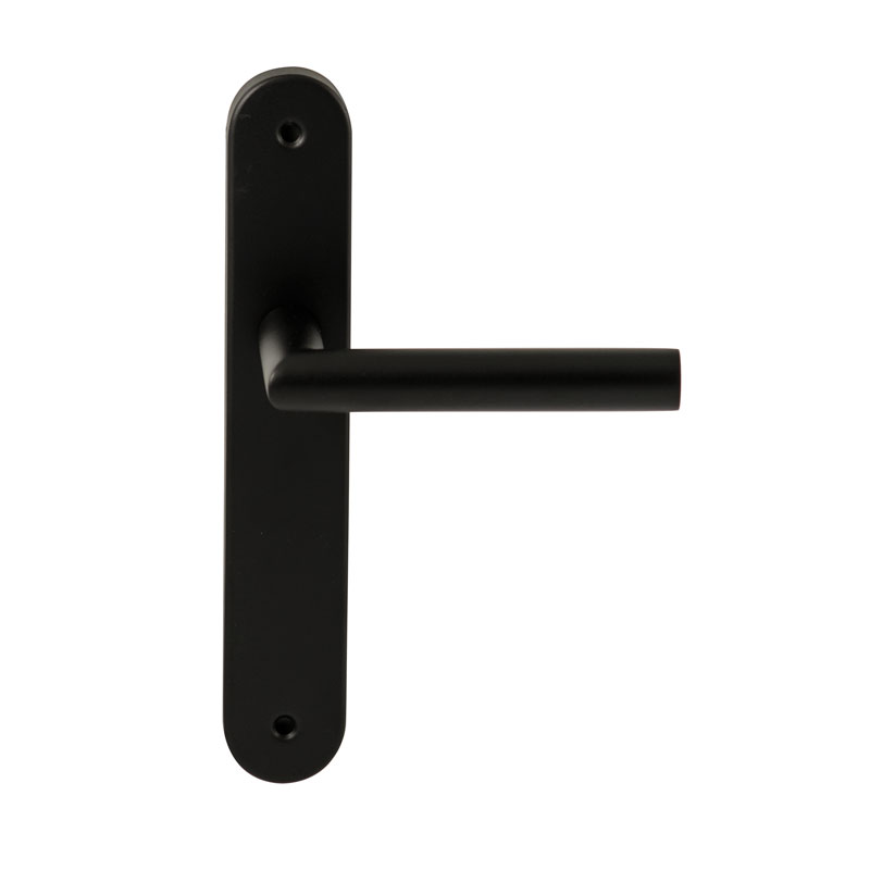 Hardbrass Deurkruk Toledo Zwart op ovaal langschild blind