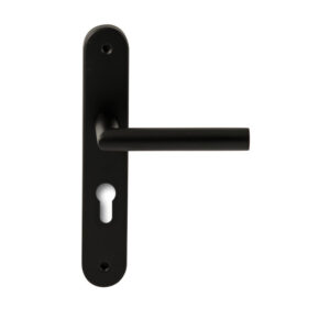 Hardbrass Deurkruk Toledo Zwart op ovaal langschild profielcilinder 72mm