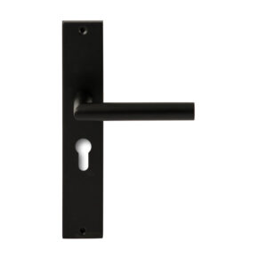 Hardbrass Deurkruk Toledo Zwart op rechthoekig langschild profielcilinder 55mm