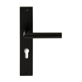 Hardbrass Deurkruk Toledo Zwart op rechthoekig langschild profielcilinder 72mm