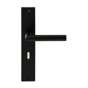 Hardbrass Deurkruk Toledo Zwart op rechthoekig langschild sleutel 72mm