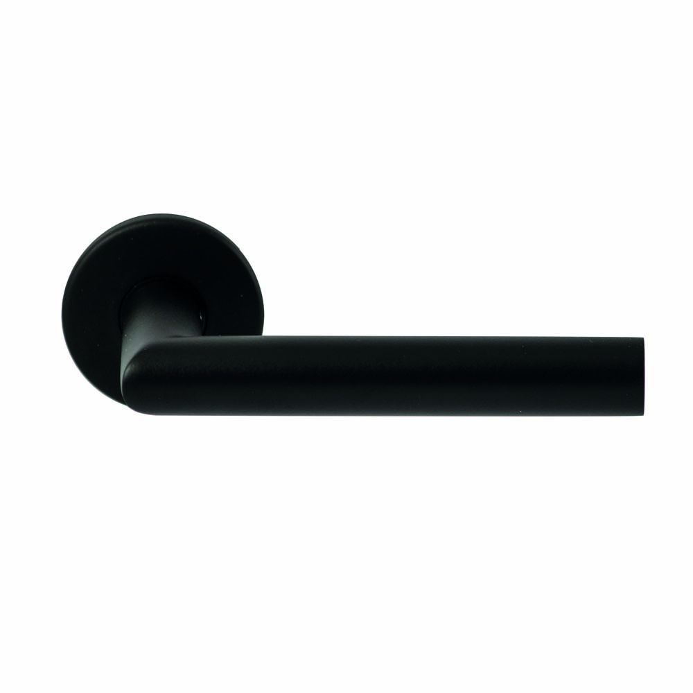 Hardbrass Deurkruk Toledo Zwart op rond rozet 4mm dun