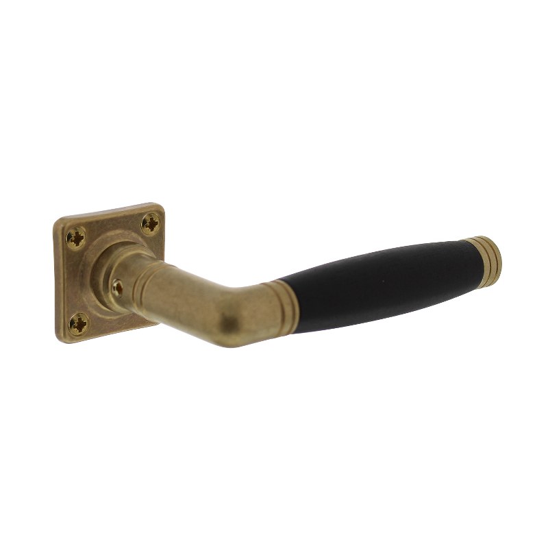 Intersteel Deurkruk Ton 222 op rozet messing getrommeld/ebbenhout
