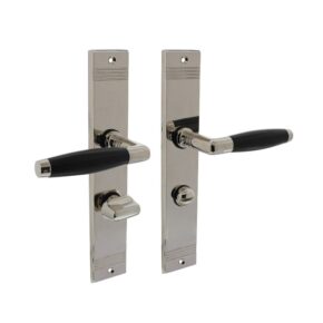 Intersteel Deurkruk Ton Basic op schild met toilet-/badkamersluiting nikkel/ebbenhout