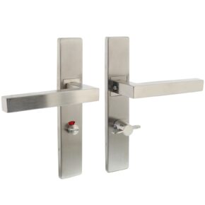 Intersteel Deurkruk Vierkant op rechthoekig schild met toilet-/badkamersluiting RVS
