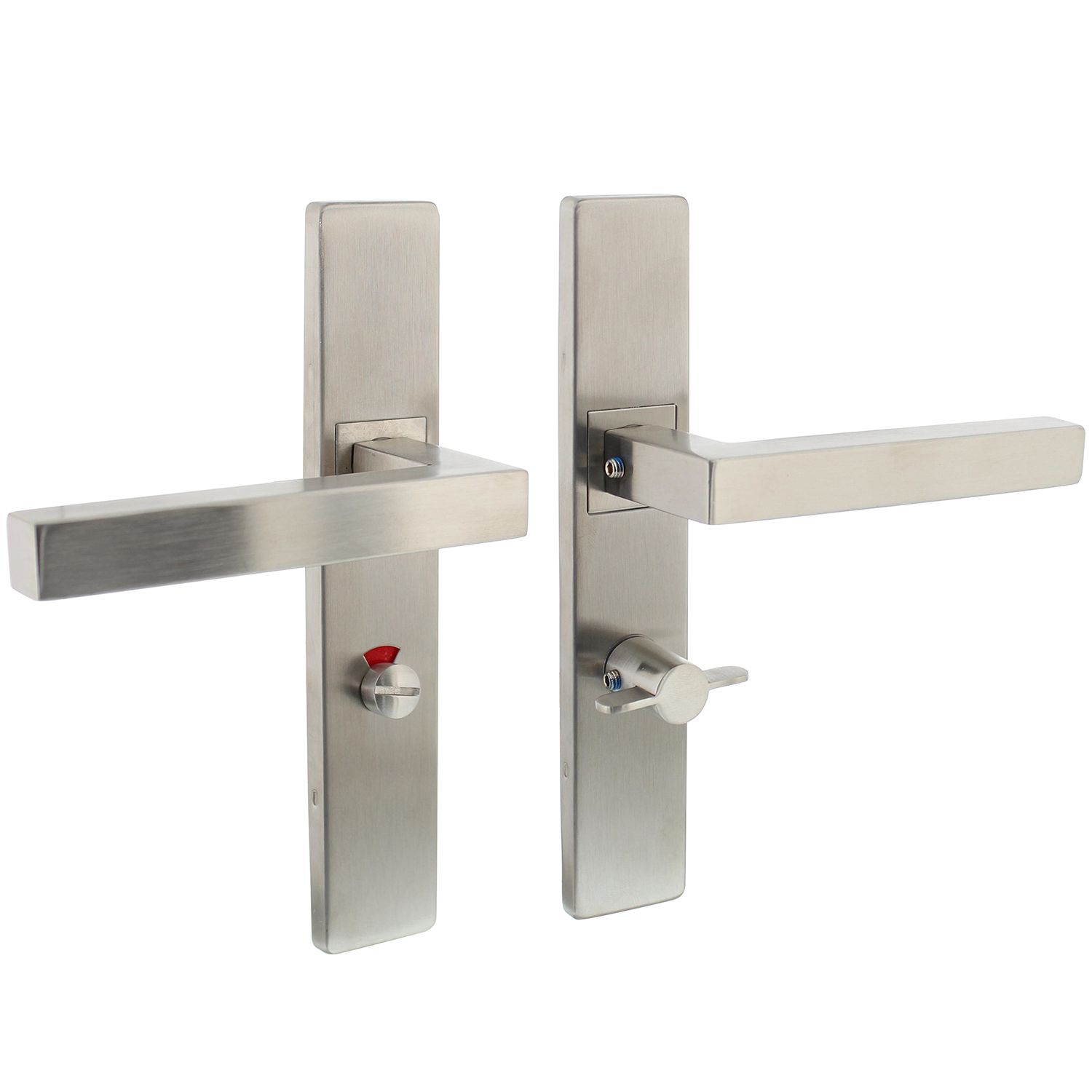 Intersteel Deurkruk Vierkant op rechthoekig schild met toilet-/badkamersluiting RVS