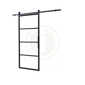 Intersteel DIY schuifdeur Cubo incl. transparant glas 2150mm + zwart ophangsysteem Basic