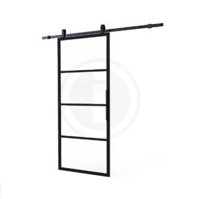 Intersteel DIY schuifdeur Cubo incl. transparant glas 2150mm + zwart ophangsysteem Basic Top