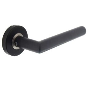 Intersteel Gatdeel Jura Hoek 90° op rozet geveerd met ring RVS/mat zwart