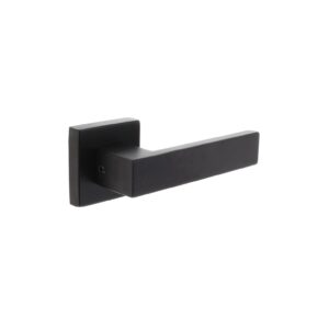 Intersteel Deurkruk Amsterdam op massieve vierkante rozet achterdeurbeslag - RVS/mat zwart