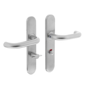 Intersteel Deurkruk Rond op verdekt schild met toilet-/badkamersluiting RVS
