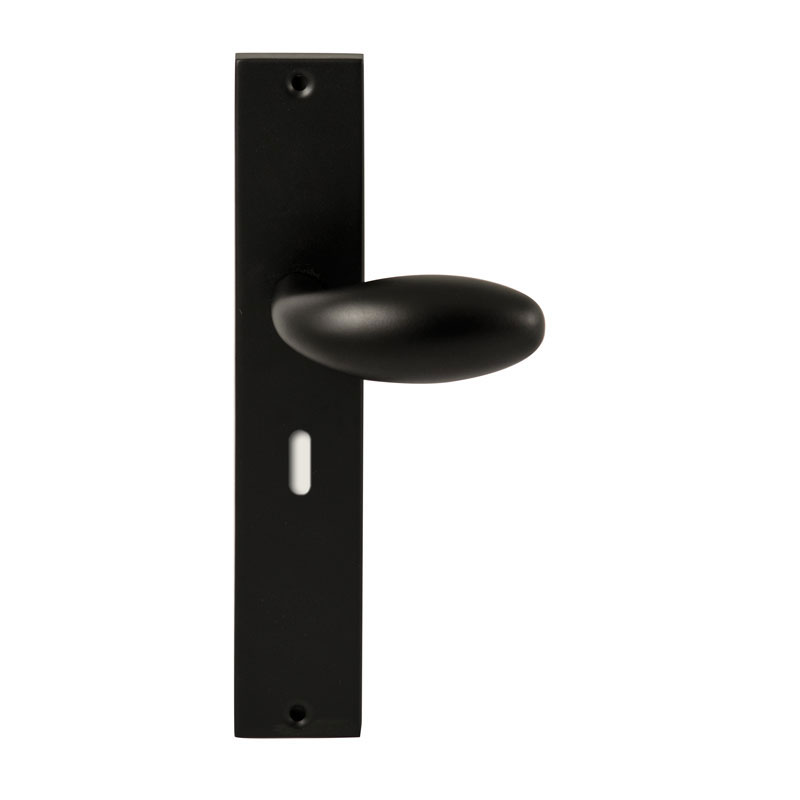 Hardbrass Knopkruk Golf Zwart op rechthoekig langschild sleutel 56mm