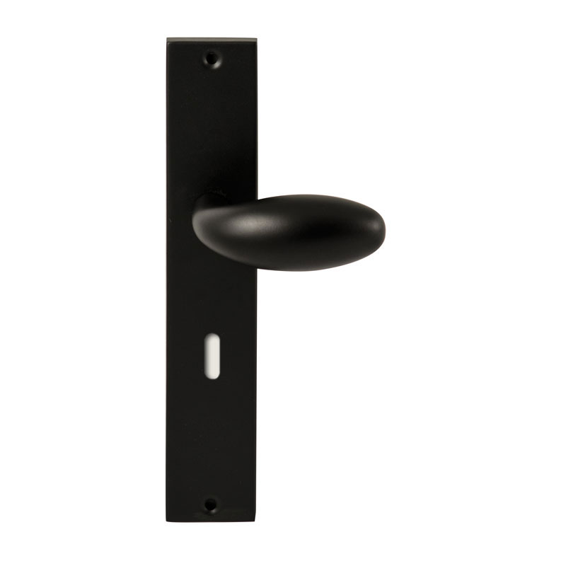 Hardbrass Knopkruk Golf Zwart op rechthoekig langschild sleutel 72mm