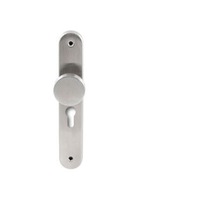 Hardbrass Knopkruk Piano RVS op ovaal langschild profielcilinder 55mm