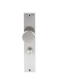 Hardbrass Knopkruk Piano RVS op rechthoekig langschild WC63mm met 8mm stift