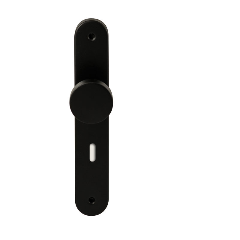 Hardbrass Knopkruk Piano Zwart op ovaal langschild sleutel 72mm