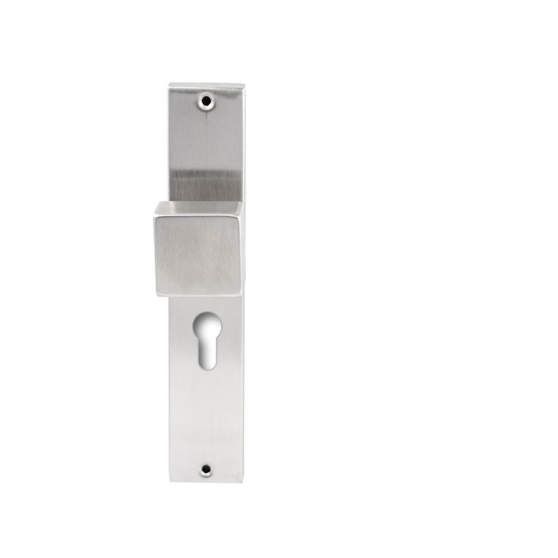 Hardbrass Knopkruk Quadro RVS op rechthoekig langschild profielcilinder 55mm