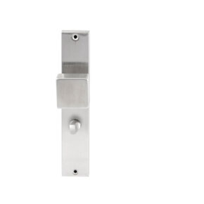 Hardbrass Knopkruk Quadro RVS op rechthoekig langschild WC63mm met 8mm stift