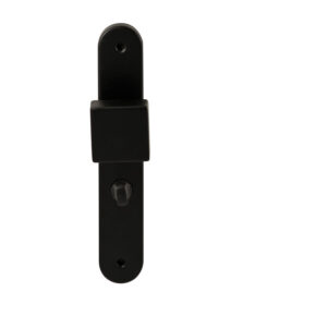 Hardbrass Knopkruk Quadro Zwart op ovaal langschild WC63mm met 8mm stift