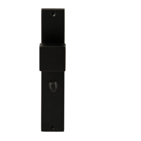 Hardbrass Knopkruk Quadro Zwart op rechthoekig langschild WC63mm met 8mm stift