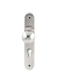 Hardbrass Knopkruk Sfera RVS op ovaal langschild profielcilinder 72mm