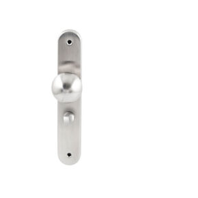 Hardbrass Knopkruk Sfera RVS op ovaal langschild WC63mm met 8mm stift