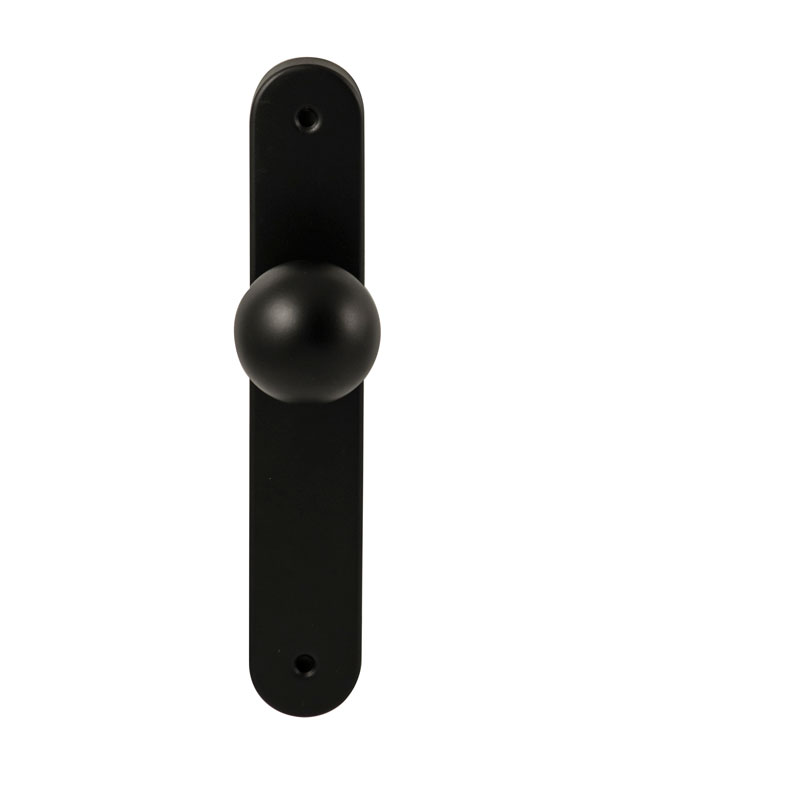 Hardbrass Knopkruk Sfera Zwart op ovaal langschild blind