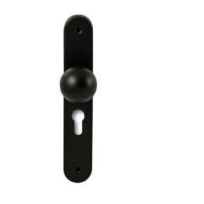 Hardbrass Knopkruk Sfera Zwart op ovaal langschild profielcilinder 55mm