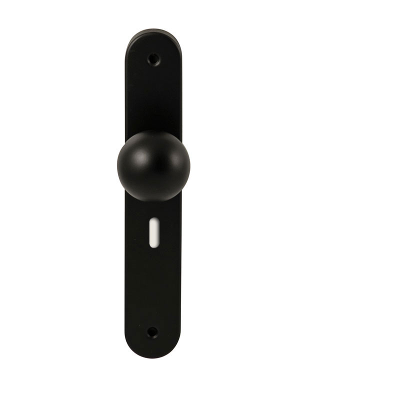 Hardbrass Knopkruk Sfera Zwart op ovaal langschild sleutel 56mm