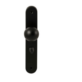 Hardbrass Knopkruk Sfera Zwart op ovaal langschild WC63mm met 8mm stift