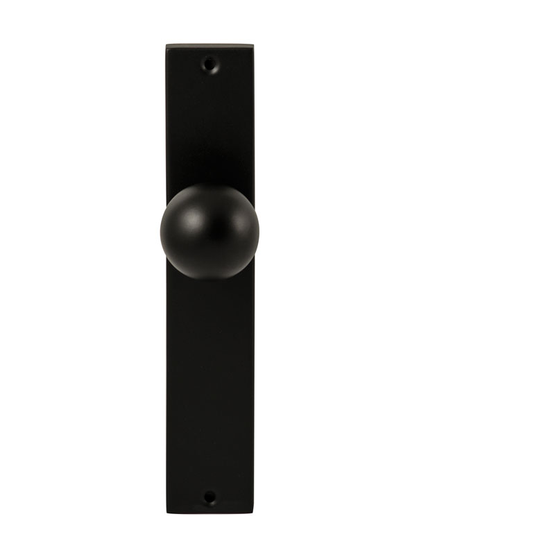 Hardbrass Knopkruk Sfera Zwart op rechthoekig langschild blind