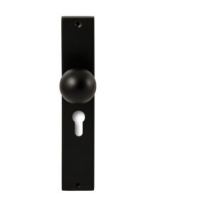 Hardbrass Knopkruk Sfera Zwart op rechthoekig langschild profielcilinder 55mm