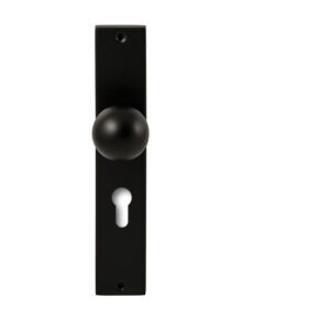 Hardbrass Knopkruk Sfera Zwart op rechthoekig langschild profielcilinder 72mm