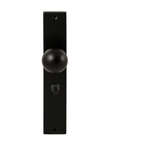 Hardbrass Knopkruk Sfera Zwart op rechthoekig langschild WC63mm met 8mm stift