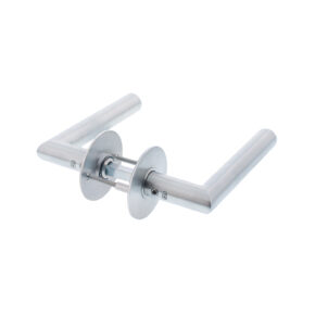 P&E P+E Deurkruk L-model haaks op ronde rozet 8mm stift rvs geborsteld
