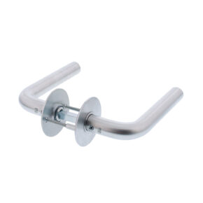 P&E P+E Deurkruk L-model op ronde rozet 8mm stift rvs geborsteld