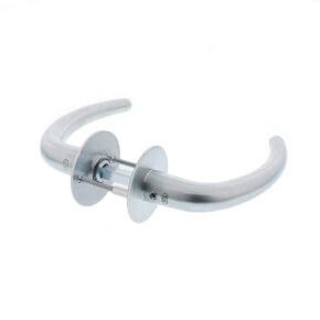 P&E P+E Deurkruk Sabel op ronde rozet 9mm stift rvs geborsteld