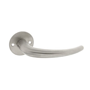 P&E P+E Gatdeel deurkruk Sabel op ronde rozet 9mm stift rvs geborsteld