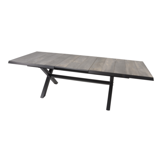 Uittrektafel Castilla Negro met kruispoot 204/264x102cm