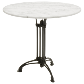 Terrastafel rond met wit marmeren blad, 80 cm, hoogte 73 cm