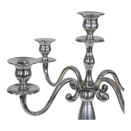 Kandelaar Classic gepolijst aluminium, 5-armig, 78 cm. - Afbeelding 3