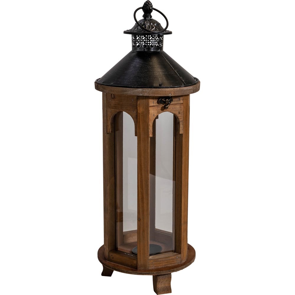 Windlicht Montenegro hout, set van 2 stuks - Afbeelding 3
