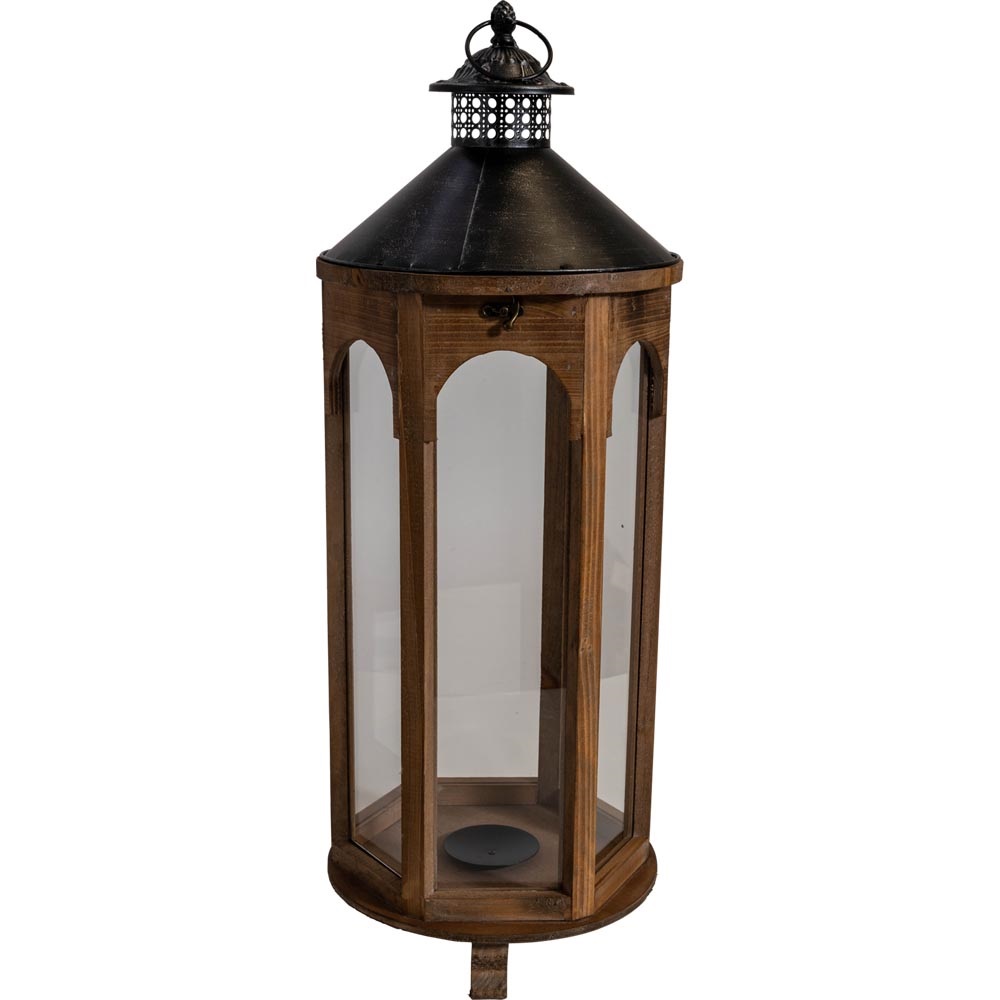 Windlicht Montenegro hout, set van 2 stuks - Afbeelding 2