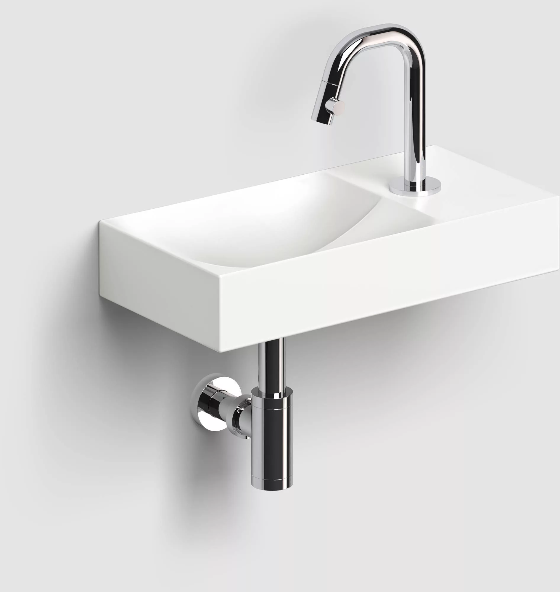 Clou Vale Fontein Krg. Rechts 38x19x7 cm Mat Wit