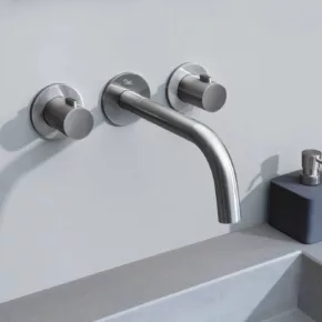 Ben Lavion 3-gats inbouw wastafelkraan afdekset RVS-look