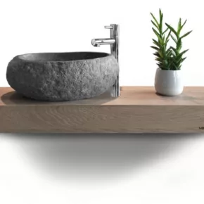 Looox Wood Wooden Mini Base Shelf 60 cm Eiken Old Grey
