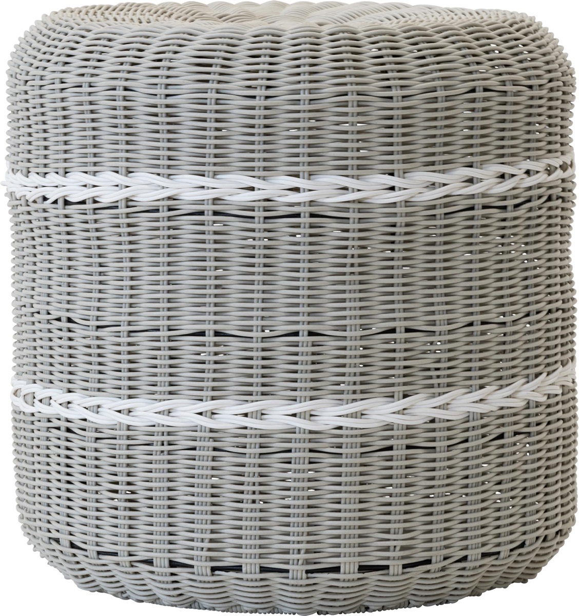 Poef Saigon wicker grijs ø41x40cm - Afbeelding 4