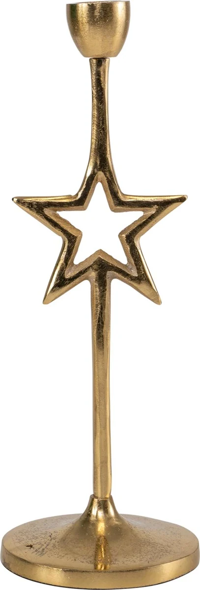 Kandelaar ster metaal goud ø10x28cm