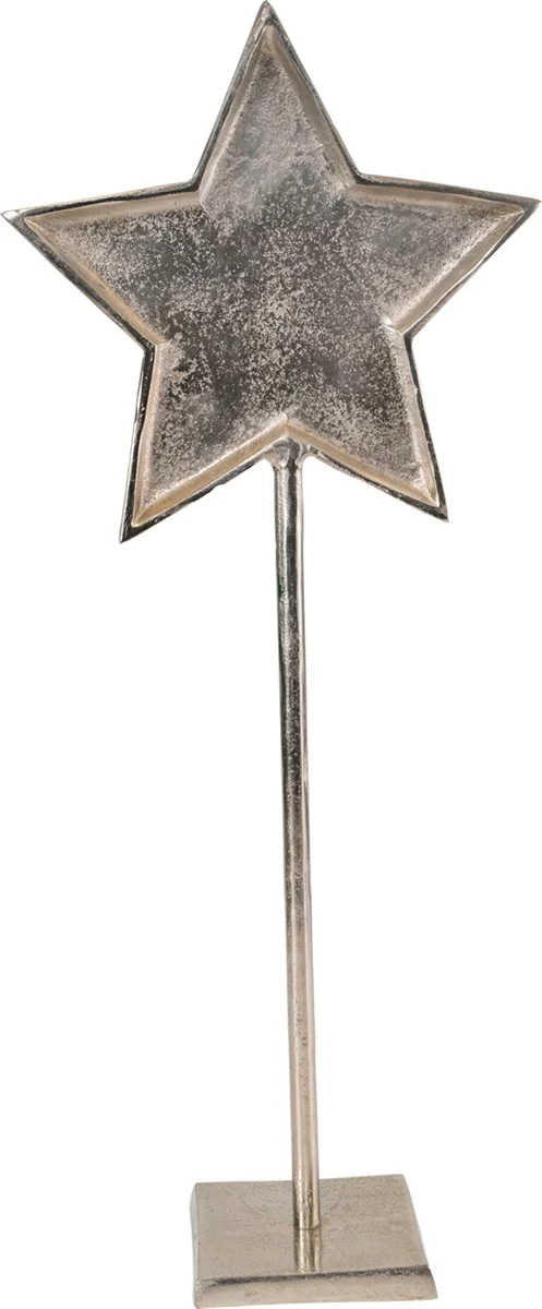 Decoratie ster op voet metaal zilver 29x13x71cm